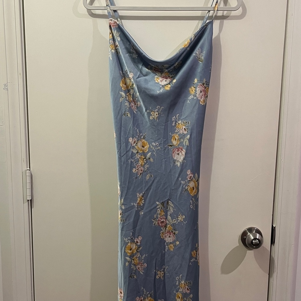 Inspired Hearts Floral Blue Maxi Dress